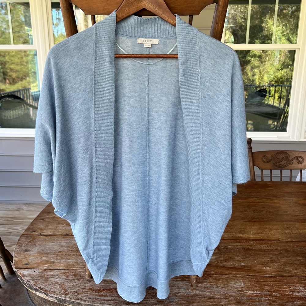 LOFT cocoon wrap open-front cardigan sweater light blue size XS/small